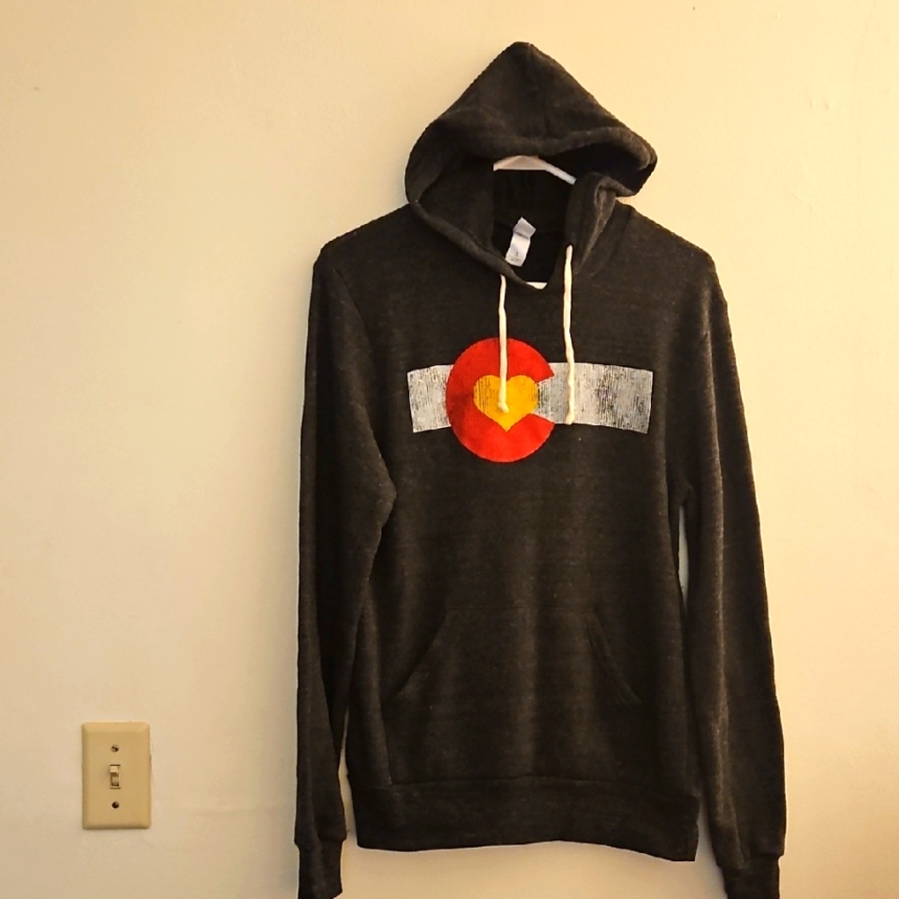 Small Men's Black Hoodie with Colorado Design